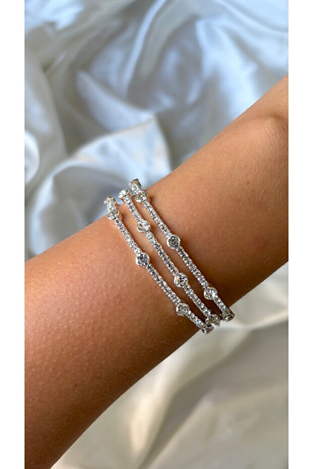 Women's Silver Color Stone Sparkling Bracelet