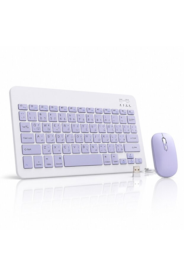 Wireless Keyboard and Mouse Combo with Modern Design – Compatible with Windows, Mac & Android – Purple