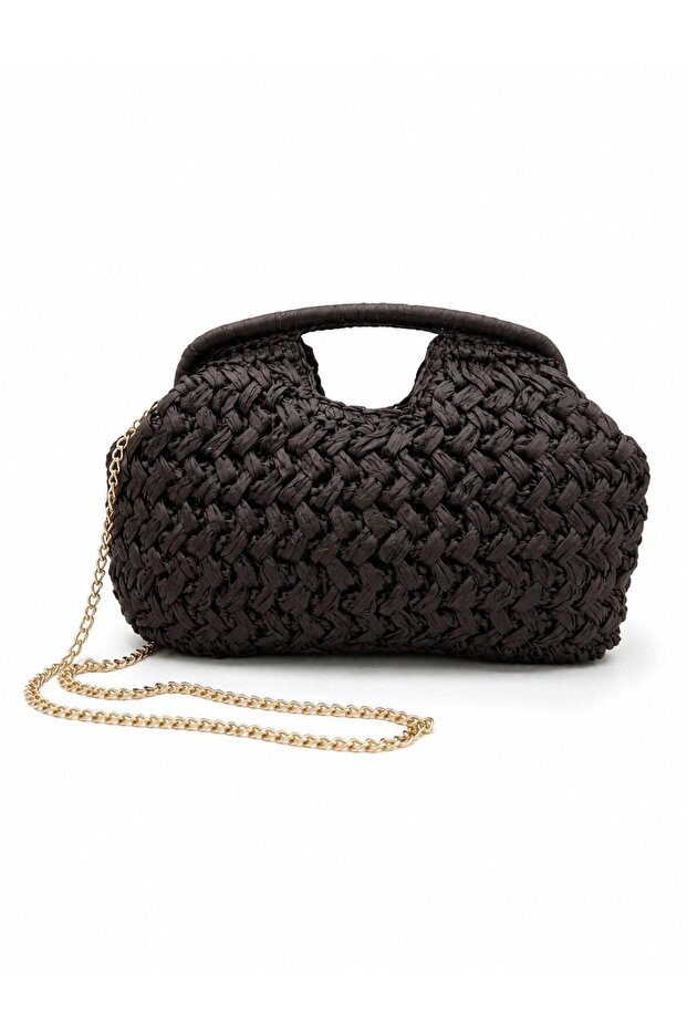 Milano Wicker Hand Knitted Women's Shoulder Bag with Clutch Chain