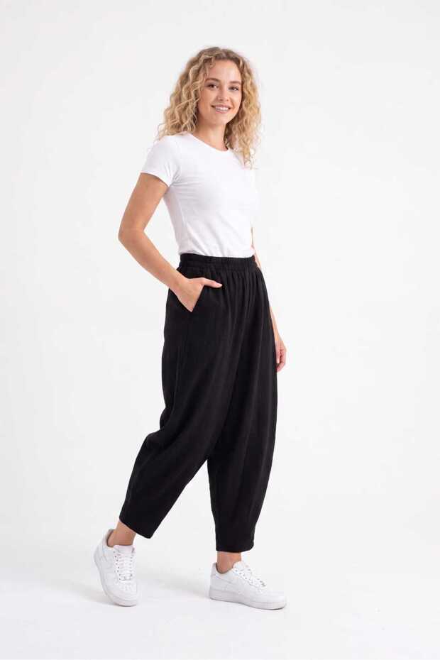 Women's Carrot Model Muslin Gabardine Mixed Comfortable Cut Pants