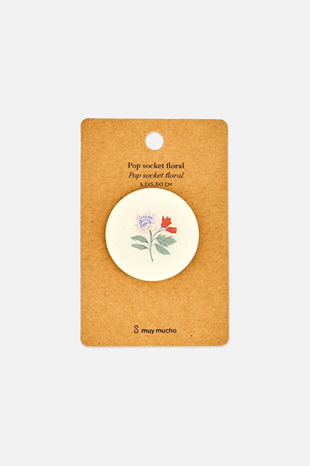 Floral Pattern Phone Pop Socket, White