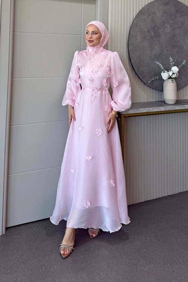 Flower Evening Dress Pink