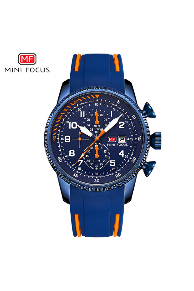 01-Blue Orange MINI FOCUS Electronic Quartz Mens Watches Auto Date Wristwatch Water Resistant Clock