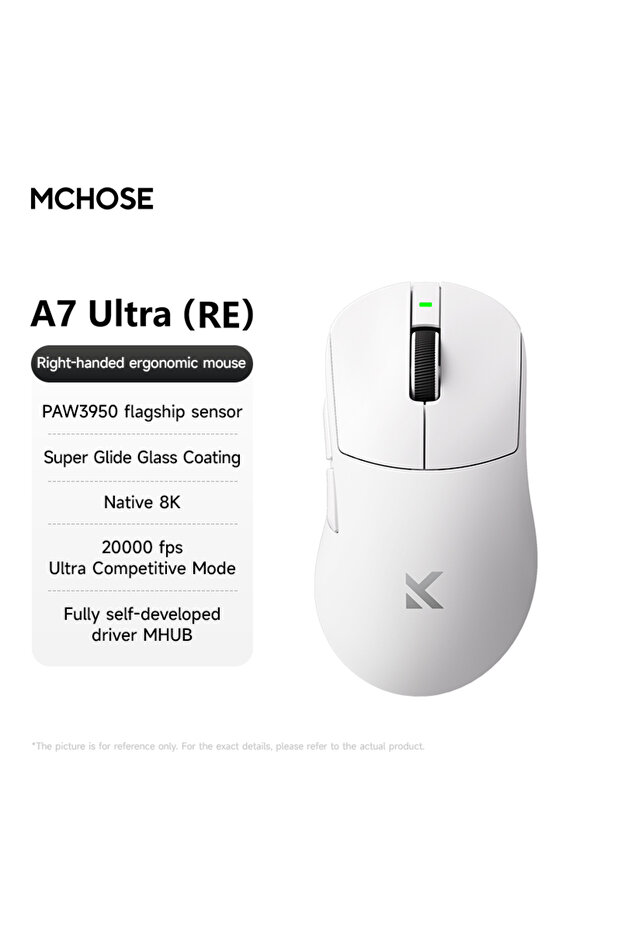 A7 Ultra RE Withe MCHOSE A7 Ultra RE Gaming Mouse Ergonomic Design 8K 20000fps 42000DPI 750IPS Super