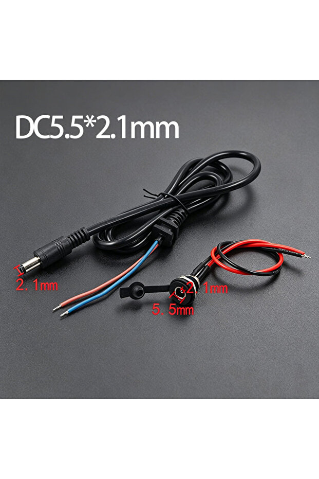 DC5.5x2.1mm 1Set 1PC/1Set DC 5.5x2.1/2.5mm Male Female Charging Cable for 36V 48V E-Bike Li-ion Batt