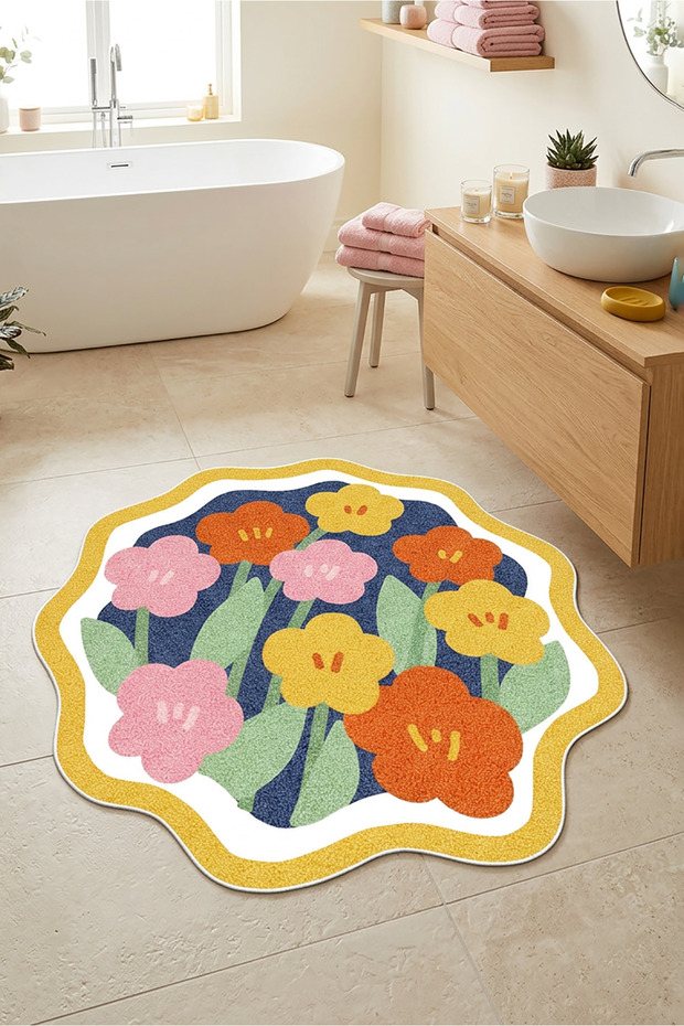 Digital Non-Slip Washable Colorful Modern Bath Mat Bathroom Rug Si
