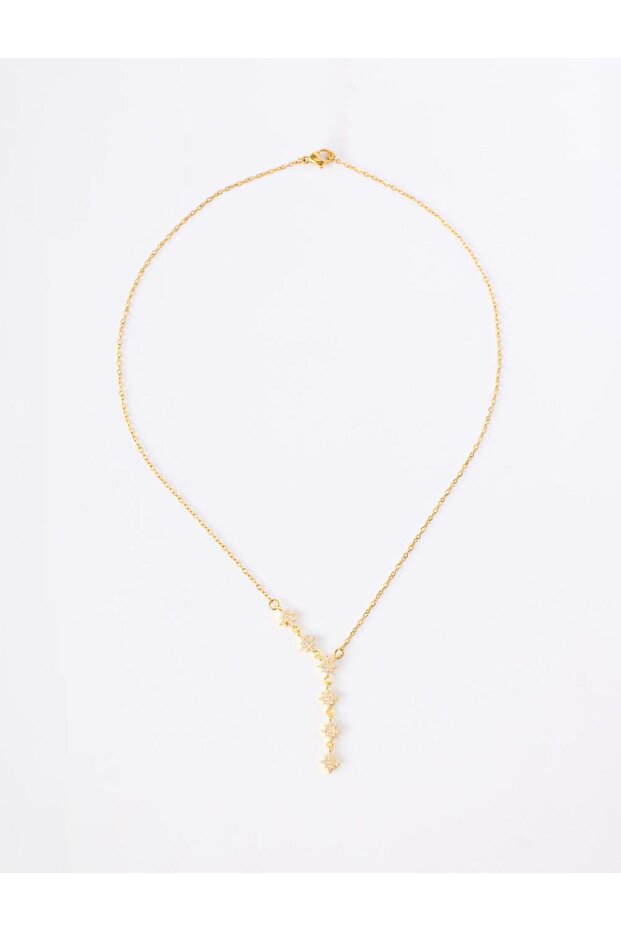 Elegant Y Necklace with Gold Color Star Detail