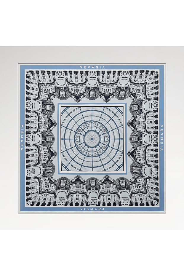 Milano Women's Galleria Dome Patterned Tivil Silk Scarf Indigo 90X90