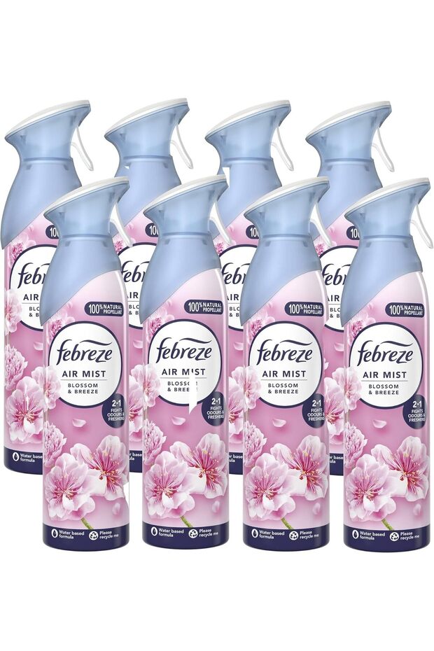 Air Freshener Room Spray & Bathroom Air Freshener, 185ML X 8 (1480ML), Blossom and Breeze (Pack of 8)