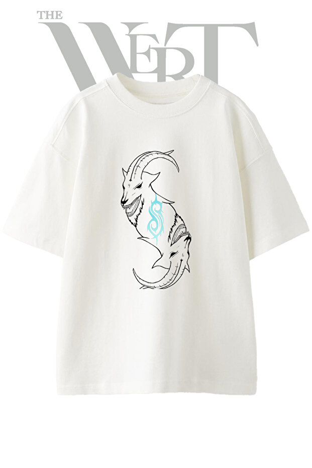 Slipknot Logo 1 Design Printed Unisex White Oversize T-Shirt