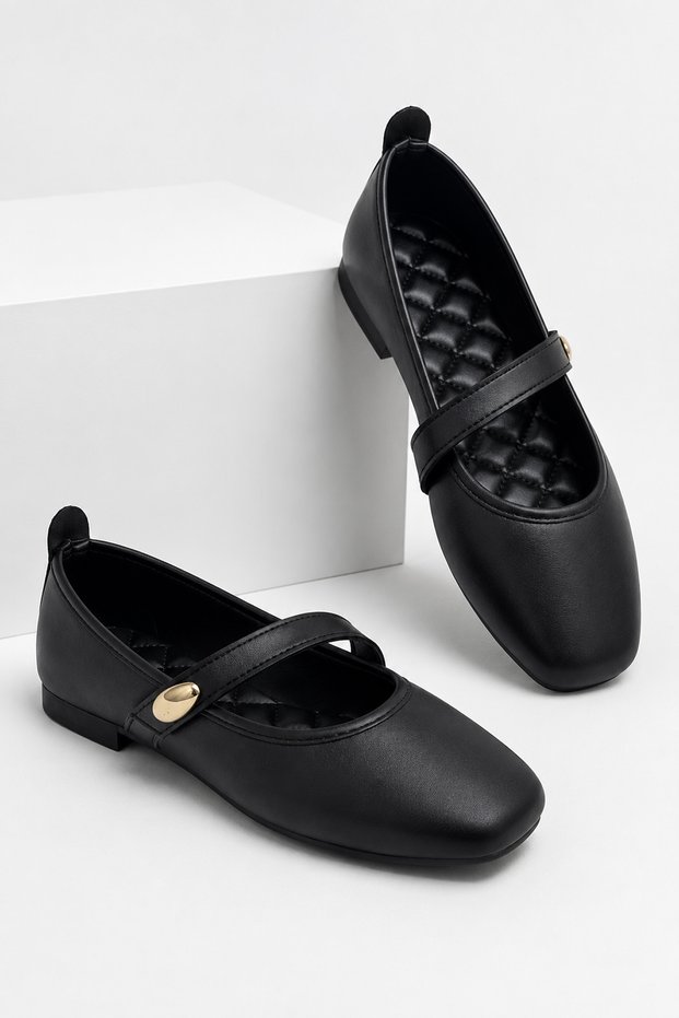 Women's Gold Buckle Ballet Flats Lightweight, Comfortable, Stylish, Orthopedic Sole, Women's Mom Shoes, Business, Office, Casual