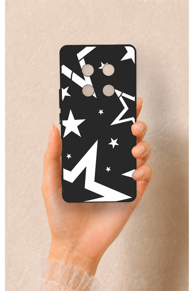 Honor Magic 7 Lite 5g Compatible Black Mega Star Patterned Silicone Case
