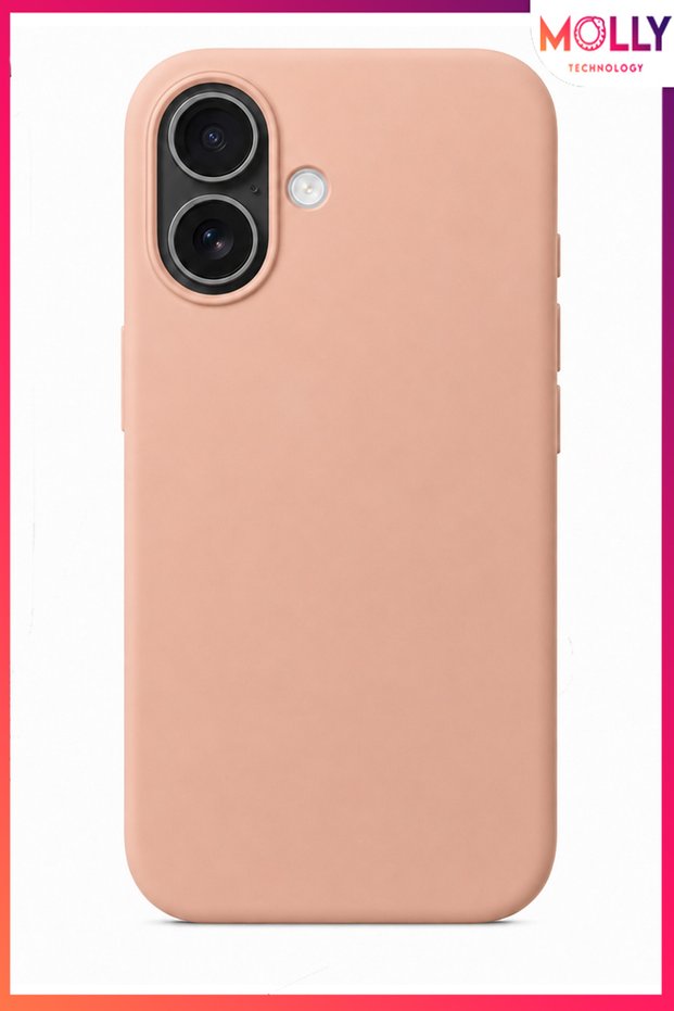 Sand Pink Liquid Velvet Matte Silicone Case for iPhone 16 Plus