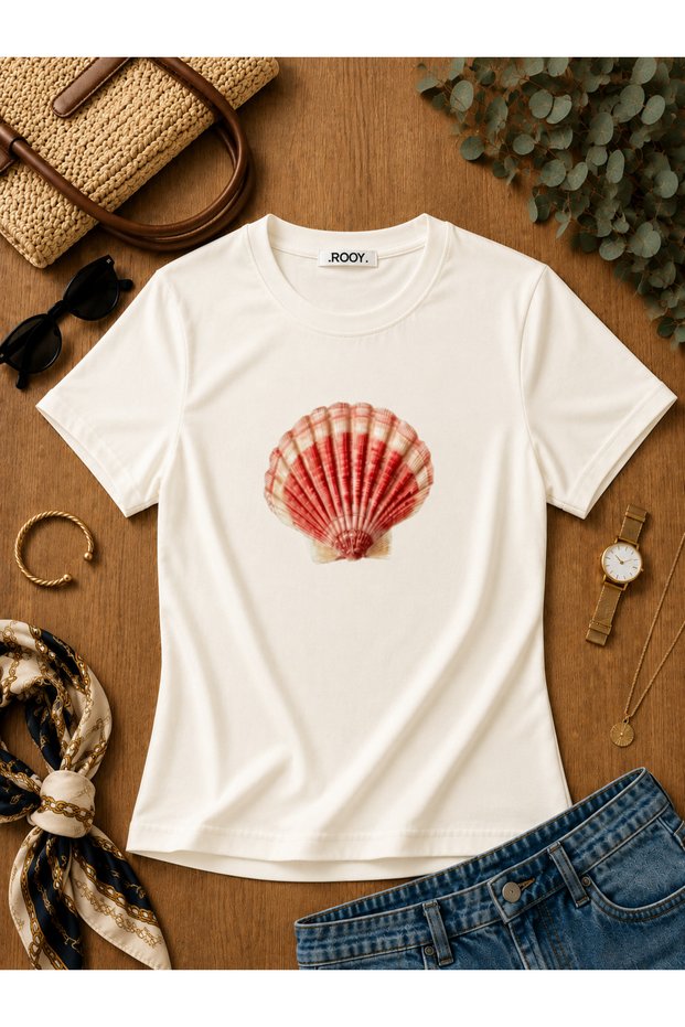 Women's Oyster Printed Lycra Short Sleeve Body Tee Crop T-Shirt