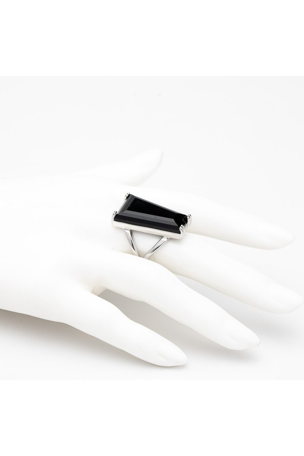 Silver Ring With Black Stone