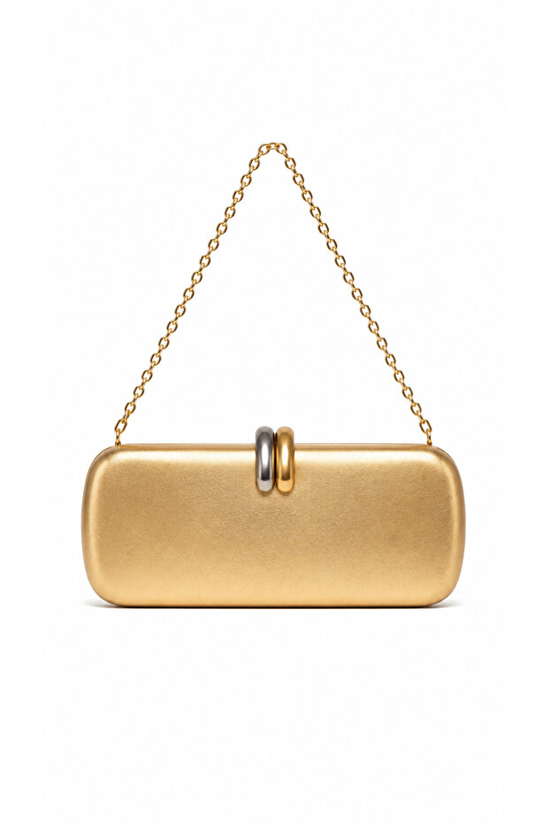Lune Gold Chain Strap Box Form Clutch Bag