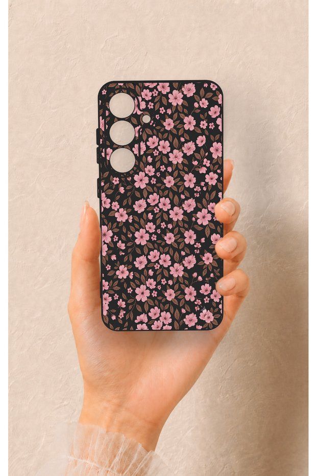 Samsung S25 Compatible Mini Pink Floral Pattern Silicone Case