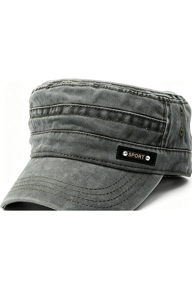 Men Women Distressed Patrol Castro Hat Flat Top Breathable Summer Sun Hat Cotton
