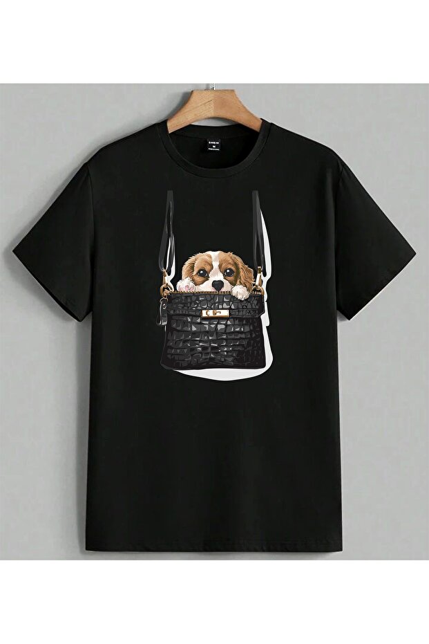 Kopek Tasima Black Cantasi Printed Unisex Oversize T-Shirt Black