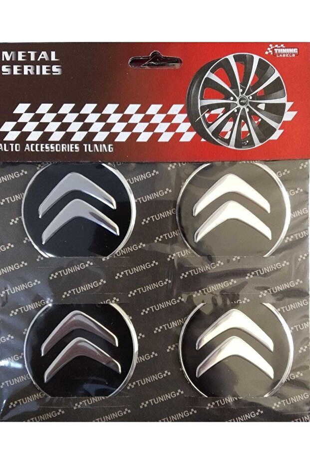 Citroen Aluminum Adhesive Wheel Hub 4 Piece 55mm