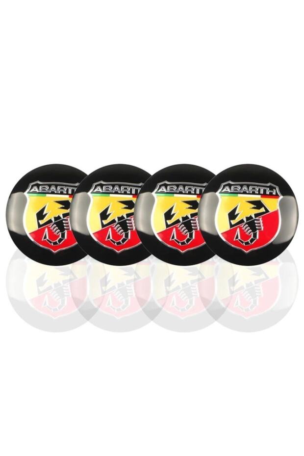 Fiat Abarth Logo Punto 500 Wheel Hub Drop Sticker (Black-Yellow-Red)