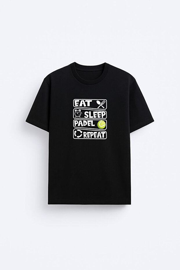 Tennis Printed Cotton Black T-Shirt