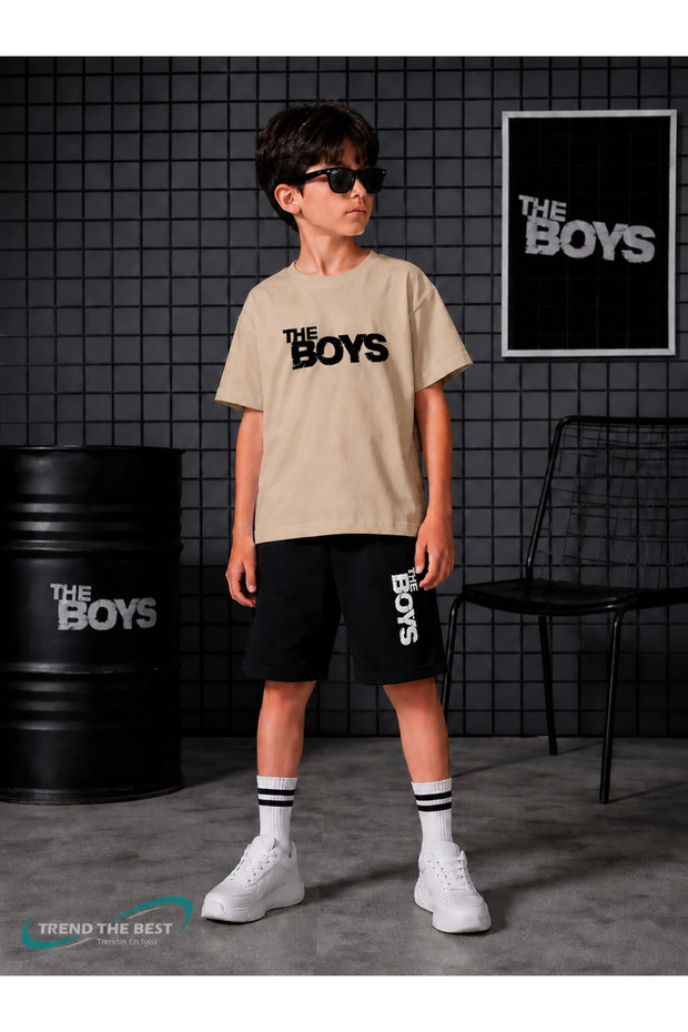 Summer the Boys Letter Printed Boys Shorts T-Shirt Set