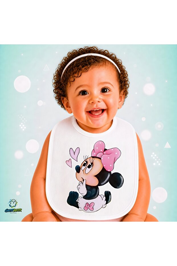 Minnie Mouse Linen Baby Bib – Soft, Absorbent, Washable, Special Design P138