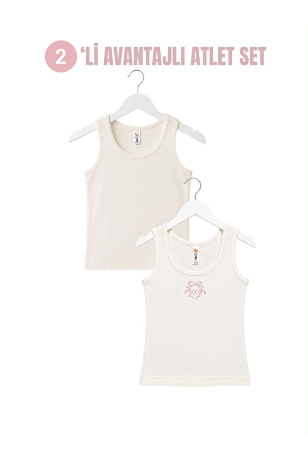 H&C 2-Pack Girls' Printed 100% Cotton Thick Strap Undershirt White Soft Textured (1-12 Years Old)