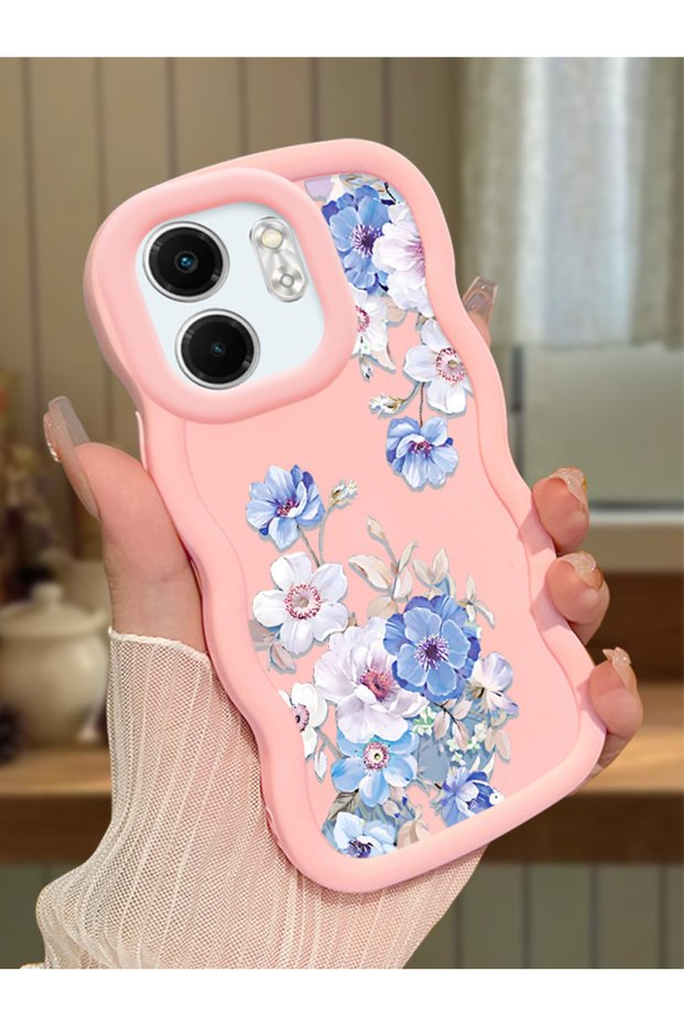 Infinix Smart 9 Compatible Case Camera Protector Pink Silicone Couple Phone Case Cover Floral Pattern