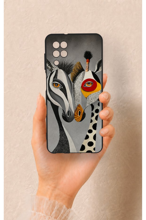 Samsung A12 Compatible Zebra and Giraffe Patterned Silicone Case