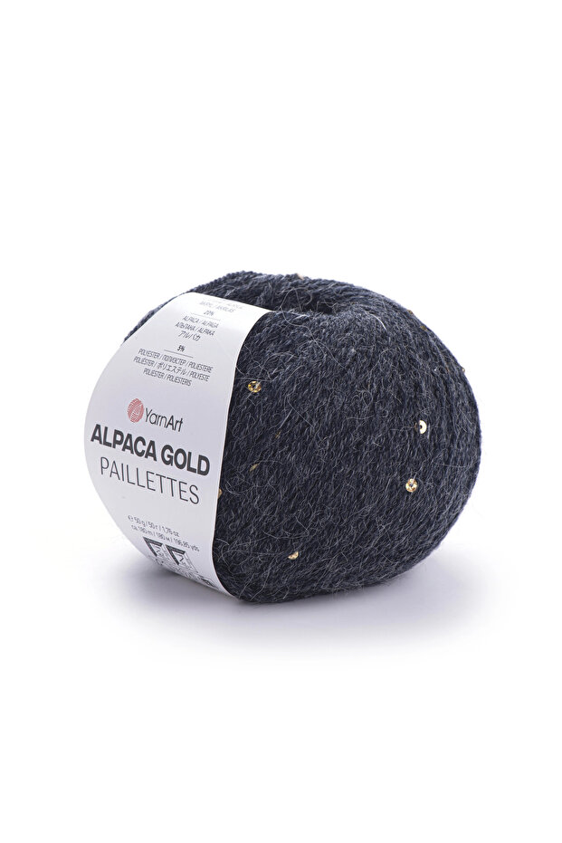 Alpaca Gold Paillettes Black Hand Knitting Yarn 9314