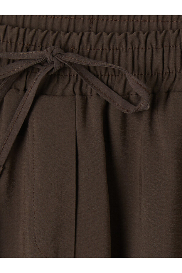 Brown Elastic Waist Women's Trousers