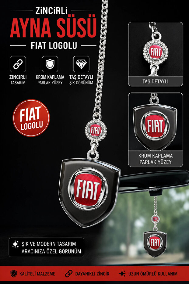 Fiat Chain Mirror Ornament – Stylish Design, Durable Chain