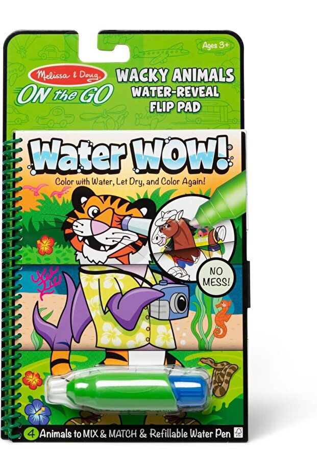 On The Go Water Wow REUsable Water-Reveal Flip Pad - Wacky Animals