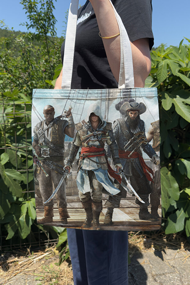 Assasin's Creed V4 Double Sided Canvas Print Tote Bag Computer Gaming Video Game