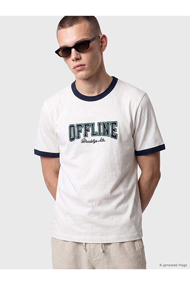 White Crew Neck Brooklyn Printed Men's T-Shirt
