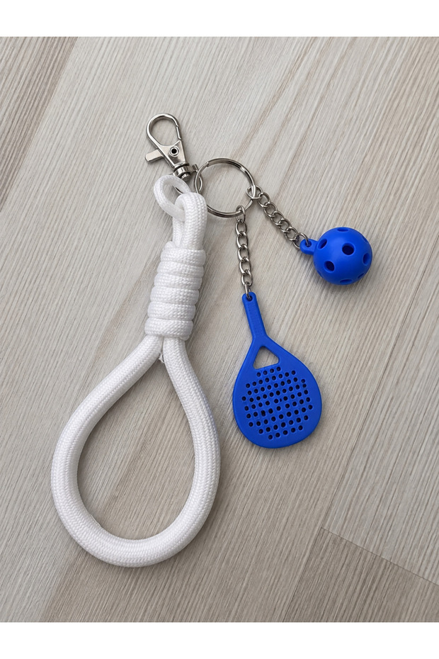 3D Designed Padel Tennis Themed Charm Keychain – with Racket and Ball Figures