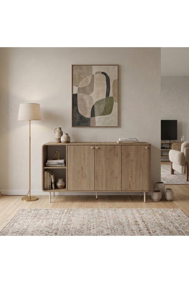 Colia Modern Console - 44 x80.5 x150 CM- Natural Oak - M.T.29776.2-2