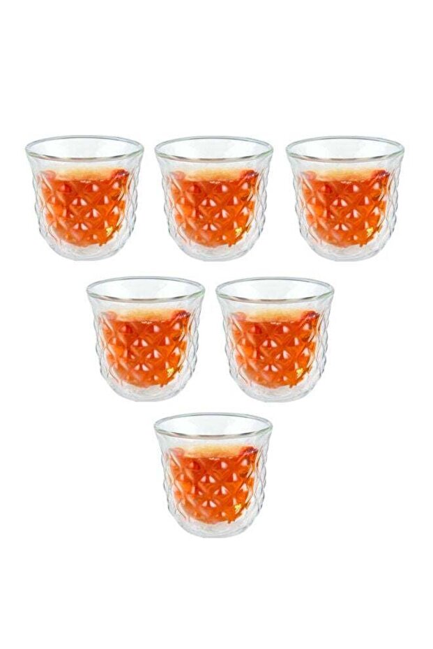 6-Piece Double Wall Glass Cups 80 Milliliter Clear