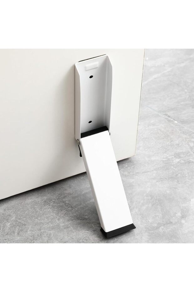 Two Doorstops No-Drill Bottom Support Keep Open Noise Plug under Door Foldable Design Safety Wall Protection Device White