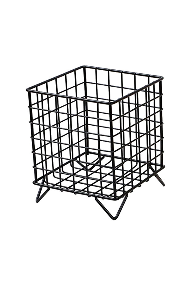 Black metal wire coffee pod storage basket for kitchen countertops and coffee bars