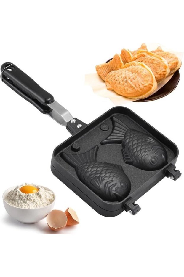 Fish-shaped waffle maker non-stick coating,perfect for making & cakes,double-sided aluminum pan,easy to clean,delicious dessert,all kinds of batters
