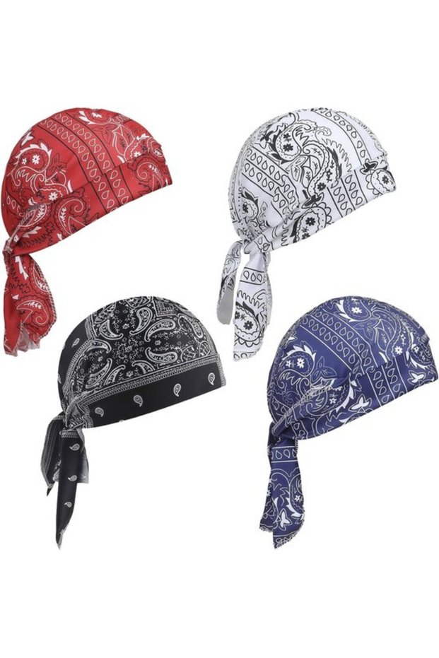 4-Pack Pre-Tied Headscarves for Cancer Patients Women Chemotherapy Caps Headscarves Knitted Elastic Caps Hair Loss Comfortable White Red