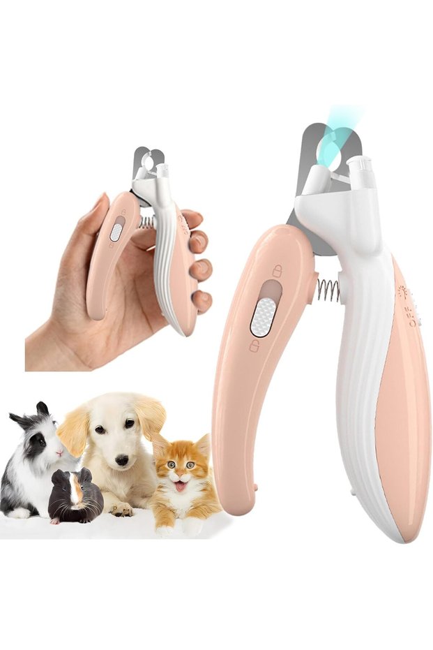 Illuminated pet nail clippers for cats and dogs, illuminating the nails or pedigree. Safe pet nail clippers for dogs, cats