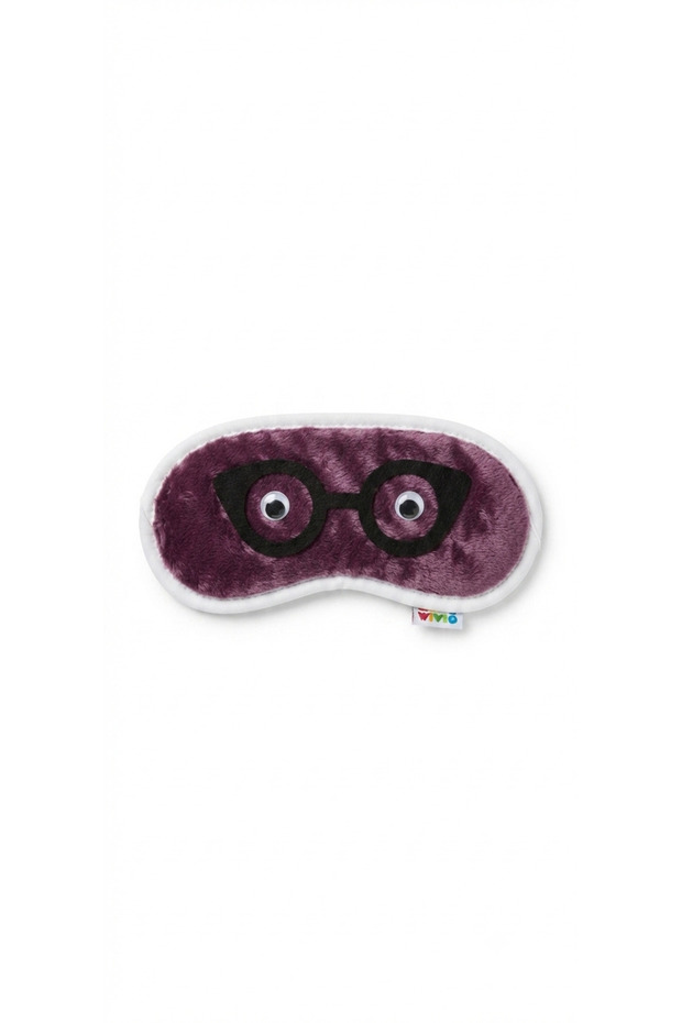 Purple Plush Sleeping Eye Mask with Glasses and Moving Eyes - with Light Elastic Band - Sleeping Mask