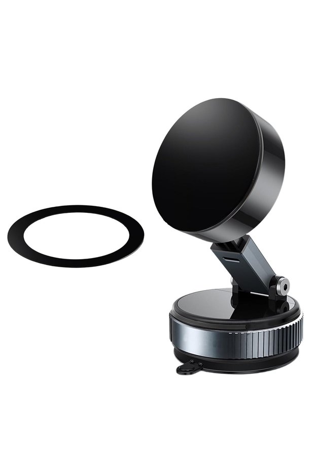 Car Phone Holder Suction Cup Mount Magnetic Holder 360 Rotating Adjustable Foldable for Shower Mirrors Fitness Equipment Black