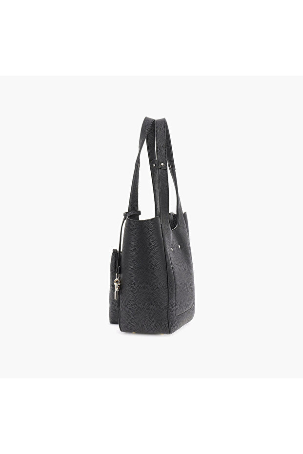 Calista Pebbled Texture Double Handle Tote Bag & Pouch with Magnetic Closure - 4
