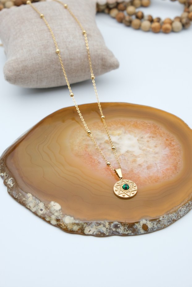Pentagram Gold Color Steel Necklace