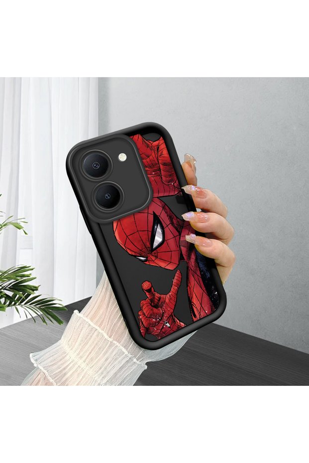 Vivo Y36 4G/5G Compatible Spiderman Patterned Silicone Case, Comic Book Print, Shock Resistant